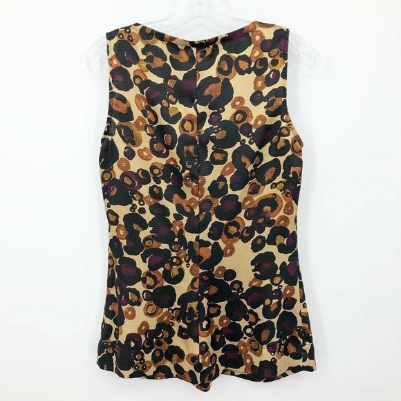Apt. 9 Sleeveless Peplum Top Multicolor Print Pleated Scoop Neck Women's Size S - Picture 11 of 12